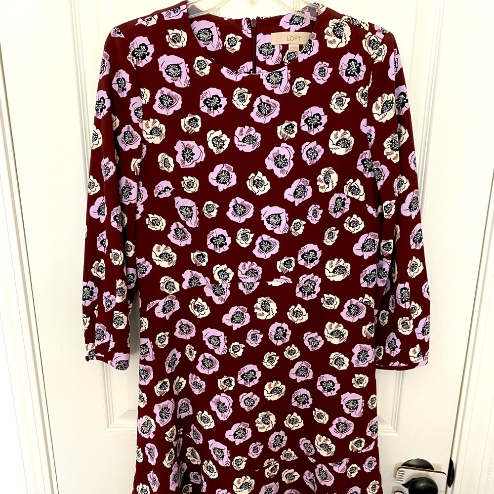 Loft Floral Long Sleeve Dress